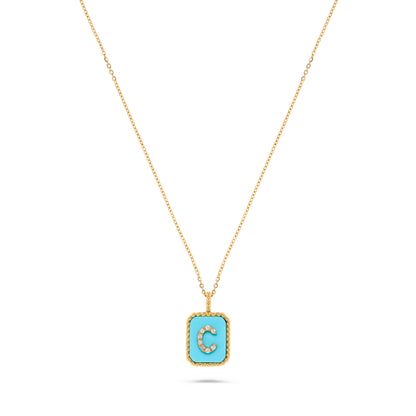 Luxury by Leonardo 14K Gold Gemstone & Diamond Initial Pendant Necklace
