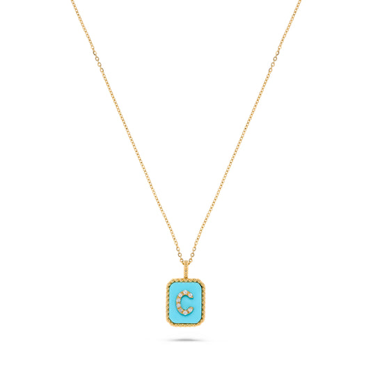 Luxury by Leonardo 14K Gold Gemstone & Diamond Initial Pendant Necklace