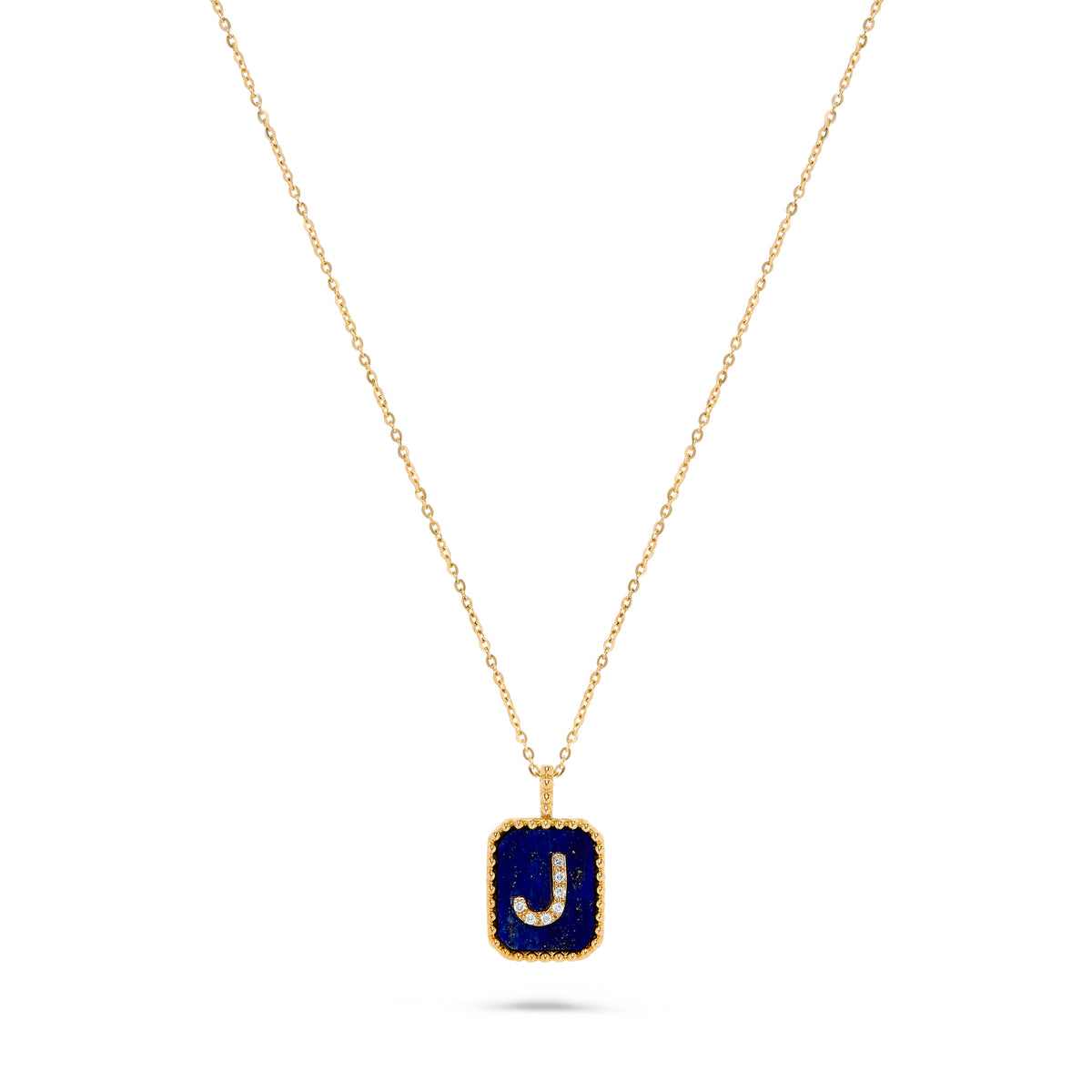 Luxury by Leonardo 14K Gold Gemstone & Diamond Initial Pendant Necklace