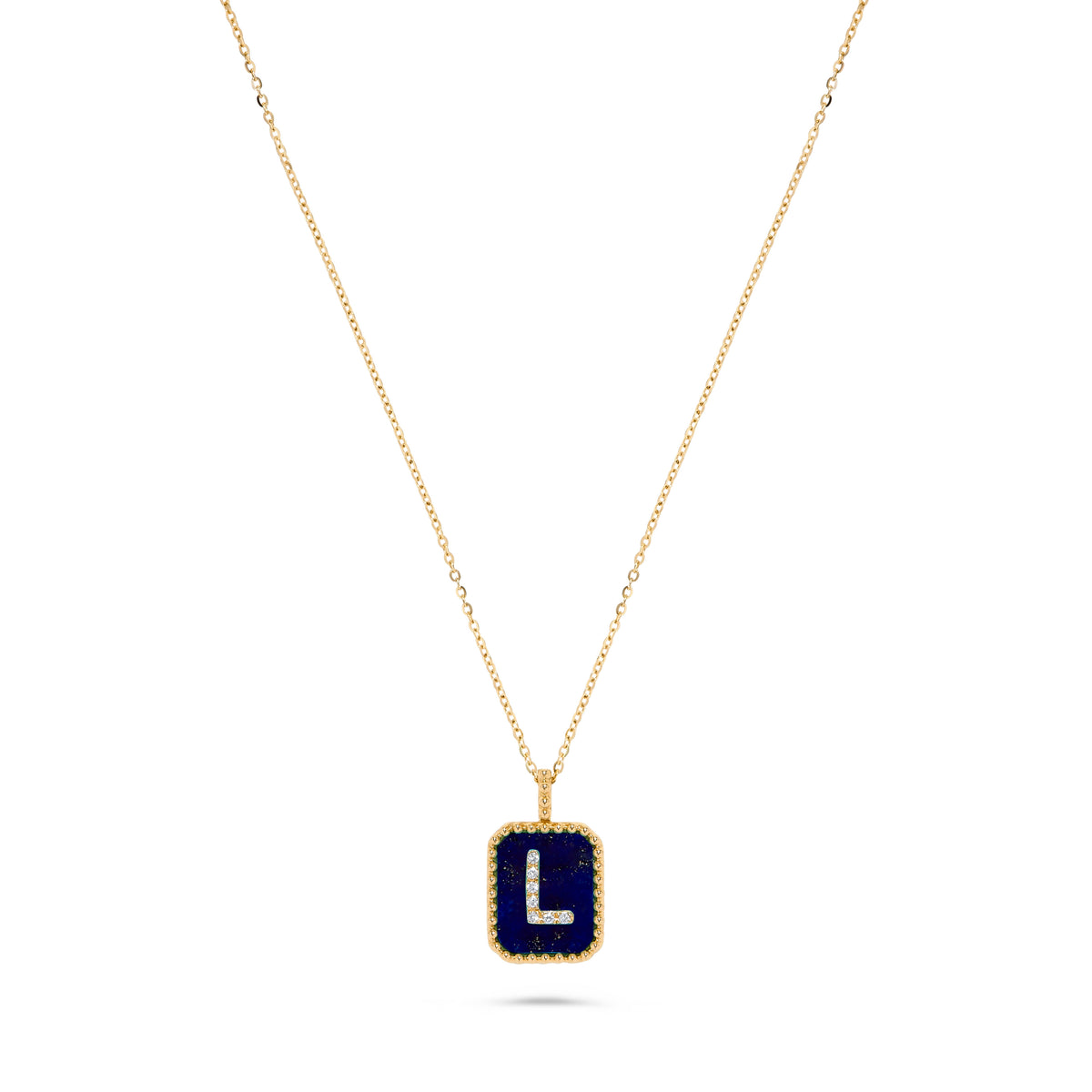Luxury by Leonardo 14K Gold Gemstone & Diamond Initial Pendant Necklace