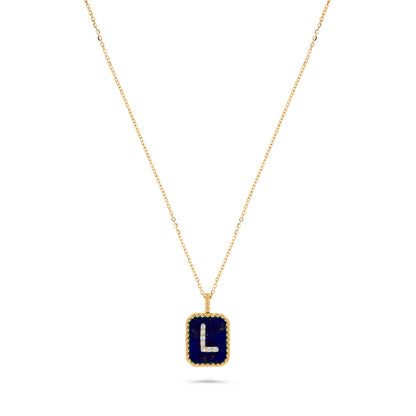 Luxury by Leonardo 14K Gold Gemstone & Diamond Initial Pendant Necklace