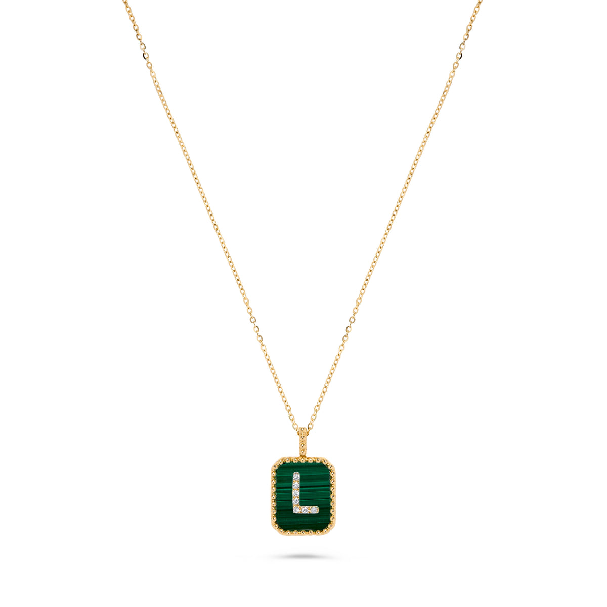 Luxury by Leonardo 14K Gold Gemstone & Diamond Initial Pendant Necklace