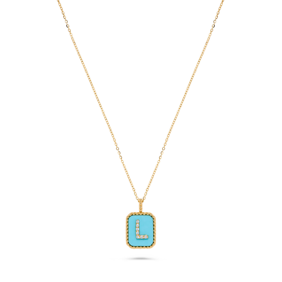Luxury by Leonardo 14K Gold Gemstone & Diamond Initial Pendant Necklace