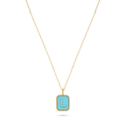 Luxury by Leonardo 14K Gold Gemstone & Diamond Initial Pendant Necklace