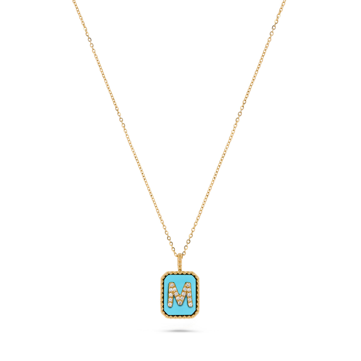 Luxury by Leonardo 14K Gold Gemstone & Diamond Initial Pendant Necklace