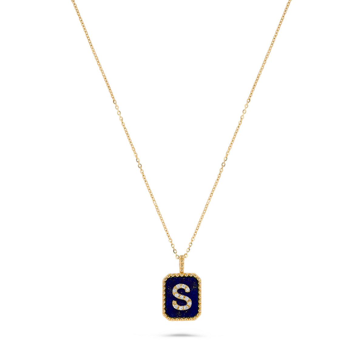 Luxury by Leonardo 14K Gold Gemstone & Diamond Initial Pendant Necklace