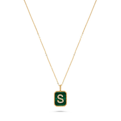 Luxury by Leonardo 14K Gold Gemstone & Diamond Initial Pendant Necklace