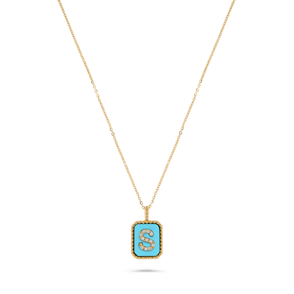 Luxury by Leonardo 14K Gold Gemstone & Diamond Initial Pendant Necklace