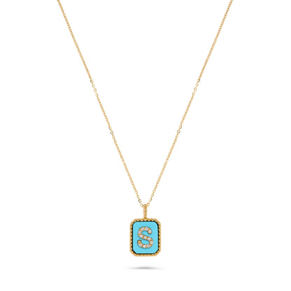 Luxury by Leonardo 14K Gold Gemstone & Diamond Initial Pendant Necklace