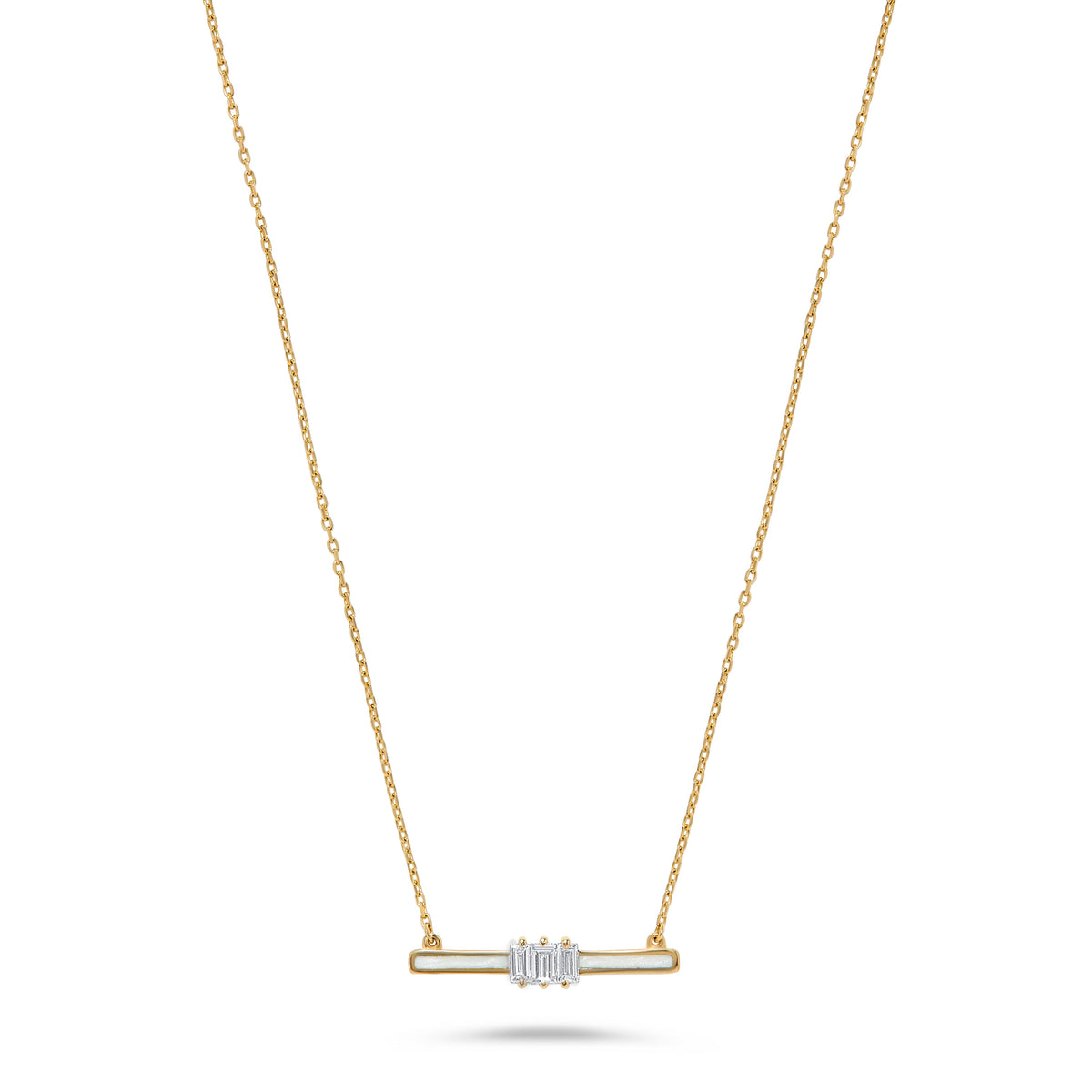Luxury by Leonardo 14K Gold 0.15ctw Diamond & Enamel Bar Necklace