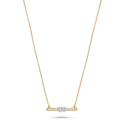 Luxury by Leonardo 14K Gold 0.15ctw Diamond & Enamel Bar Necklace