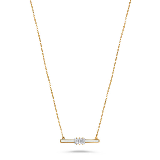 Luxury by Leonardo 14K Gold 0.15ctw Diamond & Enamel Bar Necklace