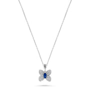 Luxury by Leonardo 14K Gold Blue Sapphire & Diamond Butterfly Pendant with Chain