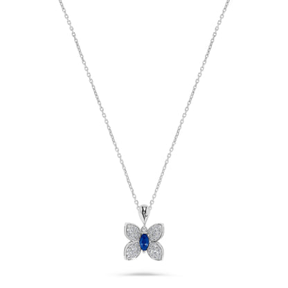 Luxury by Leonardo 14K Gold Blue Sapphire & Diamond Butterfly Pendant with Chain