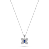 Luxury by Leonardo 14K Gold Blue Sapphire & Diamond Butterfly Pendant with Chain