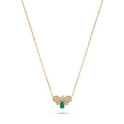 Luxury by Leonardo 14K Gold Emerald & Diamond Bee Necklace