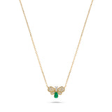 Luxury by Leonardo 14K Gold Emerald & Diamond Bee Necklace