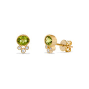 Luxury by Leonardo 14K Gold Gemstone & Diamond Beaded Halo Stud Earrings