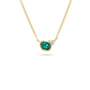 Luxury by Leonardo 14K Gold Bezel-Set Emerald & Diamond Necklace
