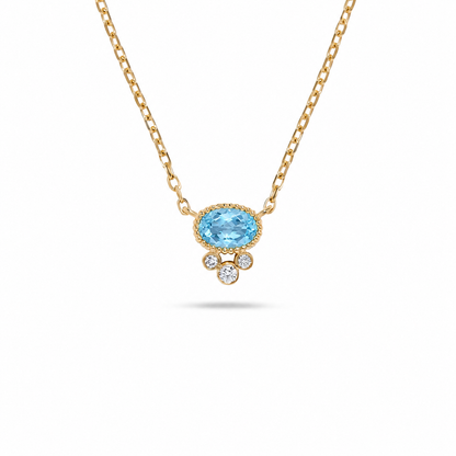 Luxury by Leonardo 14K Gold Gemstone & Diamond Beaded Halo Necklace