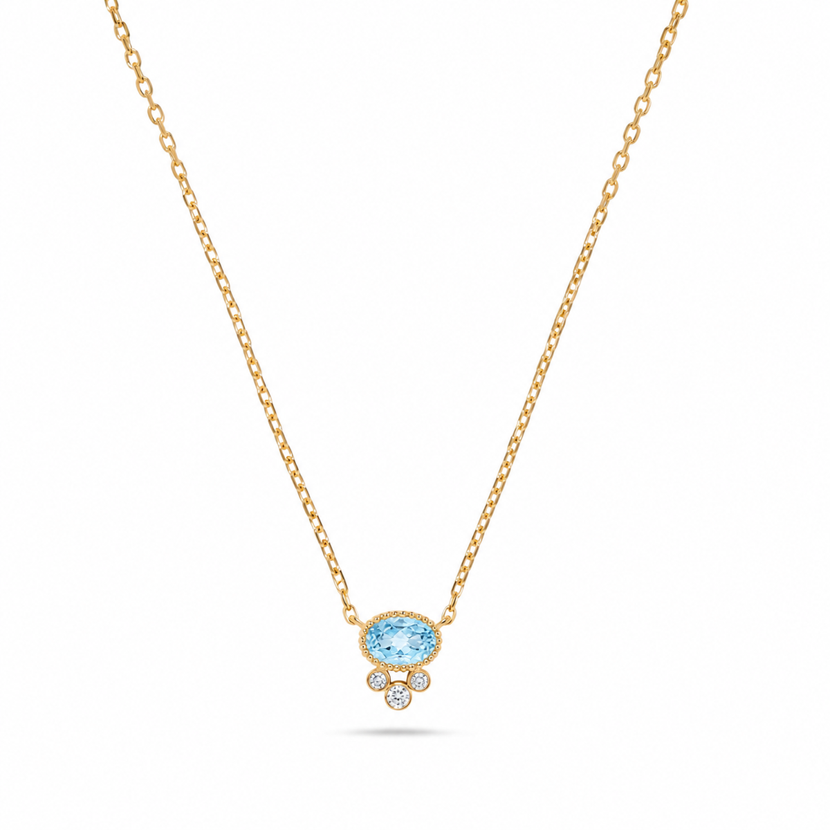 Luxury by Leonardo 14K Gold Gemstone & Diamond Beaded Halo Necklace