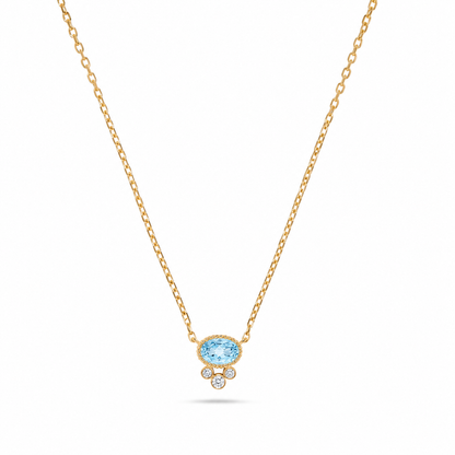 Luxury by Leonardo 14K Gold Gemstone & Diamond Beaded Halo Necklace