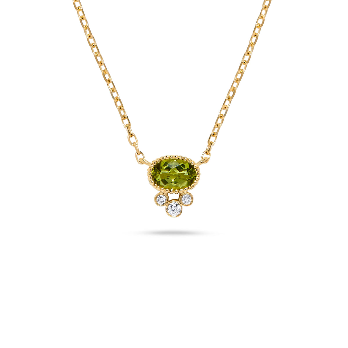 Luxury by Leonardo 14K Gold Gemstone & Diamond Beaded Halo Necklace