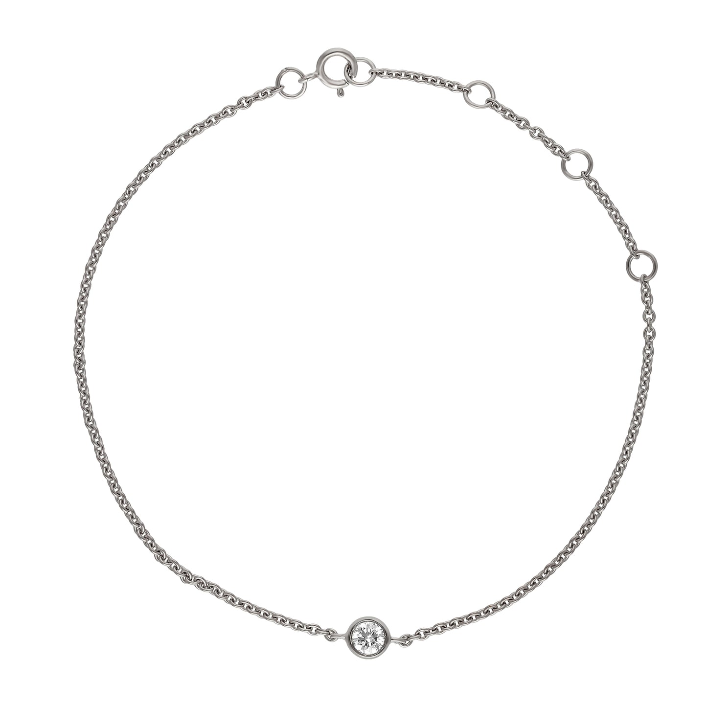 Peace Jewelers 14K Gold Lab-Grown Diamond Solitaire Adjustable Chain Bracelet