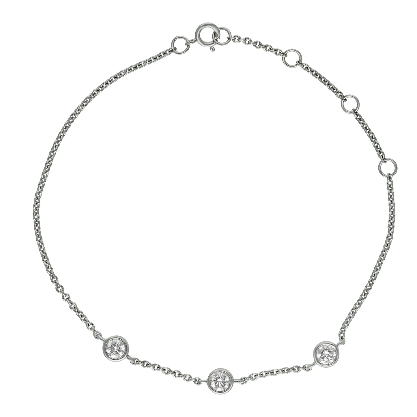 Peace Jewelers 14K Gold Lab-Grown Diamond Triple Station Adjustable Chain Bracelet