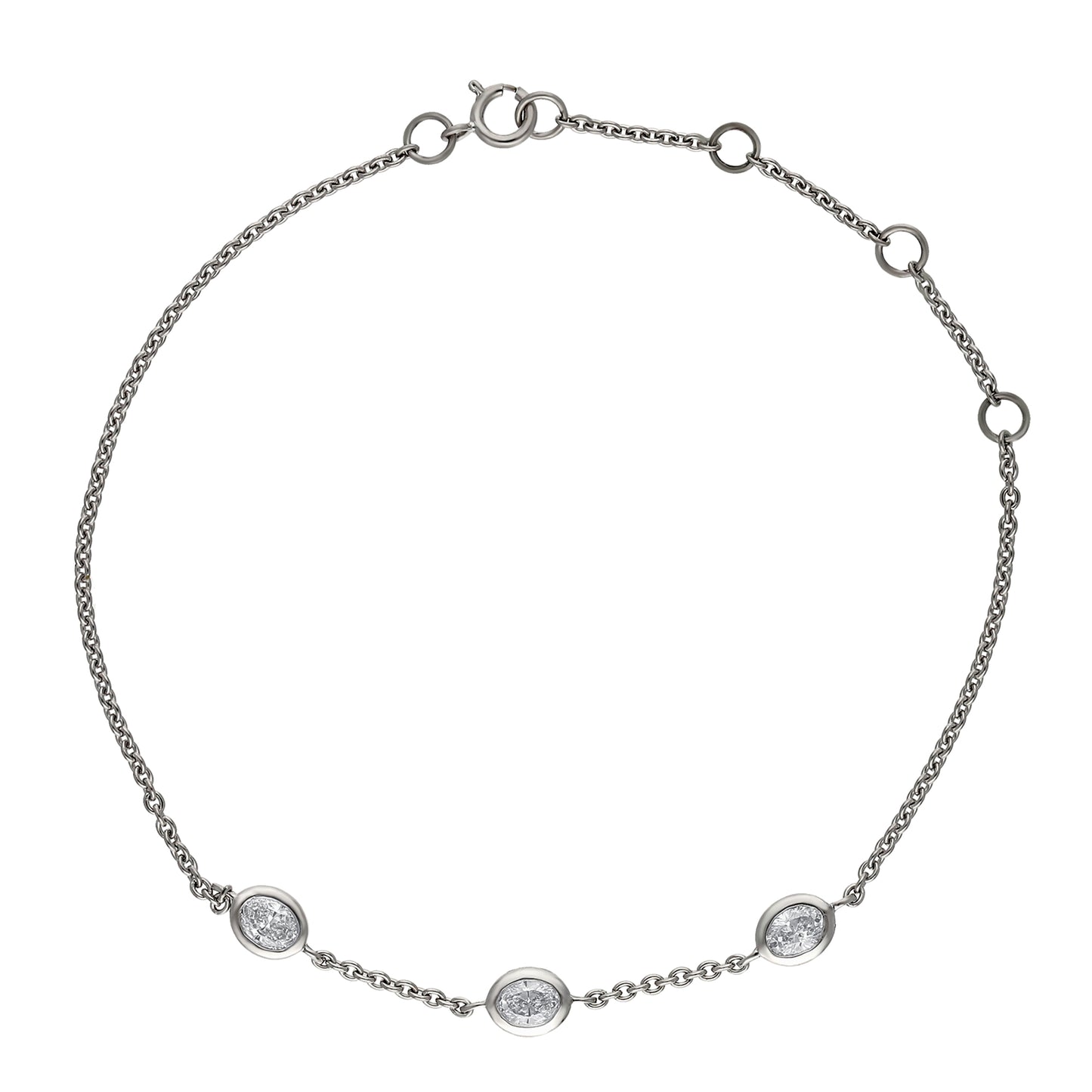 Peace Jewelers 14K Gold Lab-Grown Diamond Triple Station Adjustable Chain Bracelet