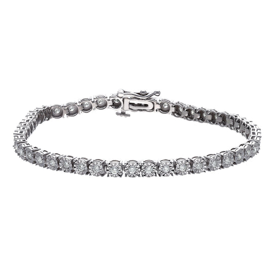 Peace Jewelers Sterling Silver 1.00ctw Lab-Grown Diamond Illusion Set Line Bracelet