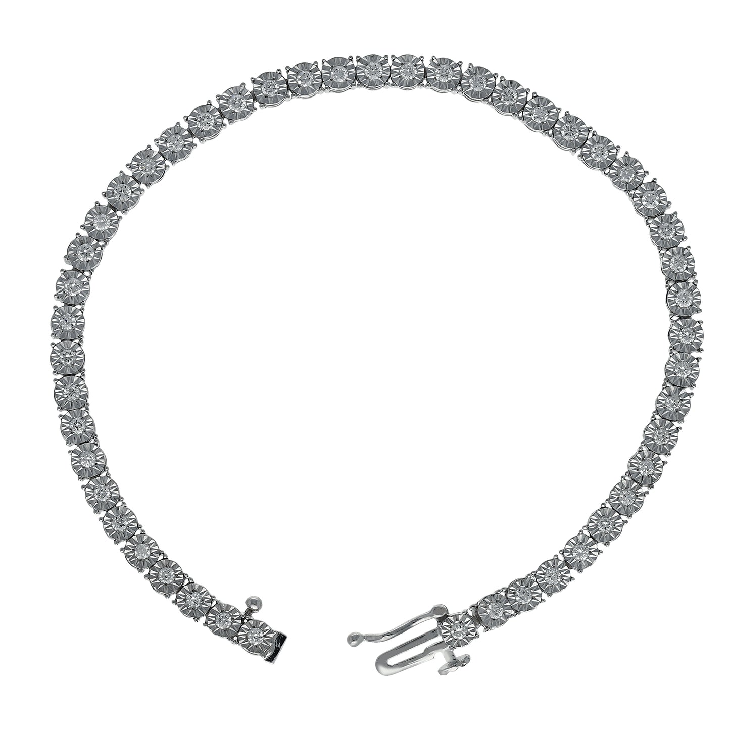 Peace Jewelers Sterling Silver 1.00ctw Lab-Grown Diamond Illusion Set Line Bracelet