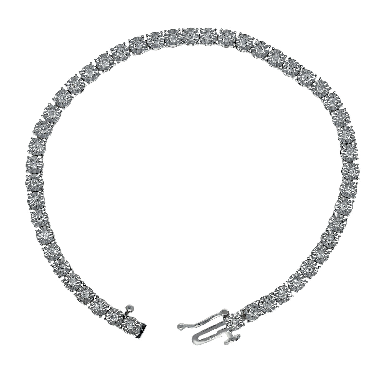 Peace Jewelers Sterling Silver 1.00ctw Lab-Grown Diamond Illusion Set Line Bracelet