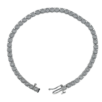 Peace Jewelers Sterling Silver 1.00ctw Lab-Grown Diamond Illusion Set Line Bracelet