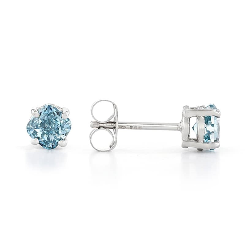 Peace Jewelers 14K Gold Lab-Grown Colored Diamond Cushion-Cut Stud Earrings
