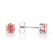 Peace Jewelers 14K Gold Lab-Grown Colored Diamond Cushion-Cut Stud Earrings