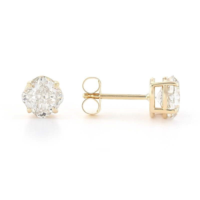Peace Jewelers 14K Gold Lab-Grown Diamond Cushion-Cut Stud Earrings
