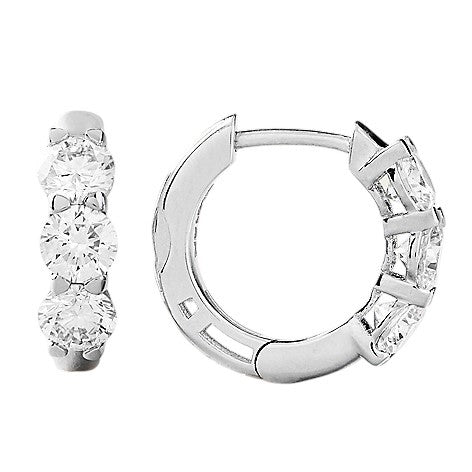 Peace Jewelers 14K Gold Choice of Carat Lab-Grown Diamond 3-Stone Huggie Hoop Earrings
