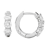 Peace Jewelers 14K Gold Choice of Carat Lab-Grown Diamond 3-Stone Huggie Hoop Earrings
