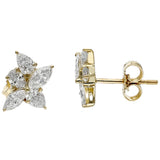 Peace Jewelers 14K Gold 0.95ctw Fancy Shape Lab-Grown Diamond Cluster Earrings