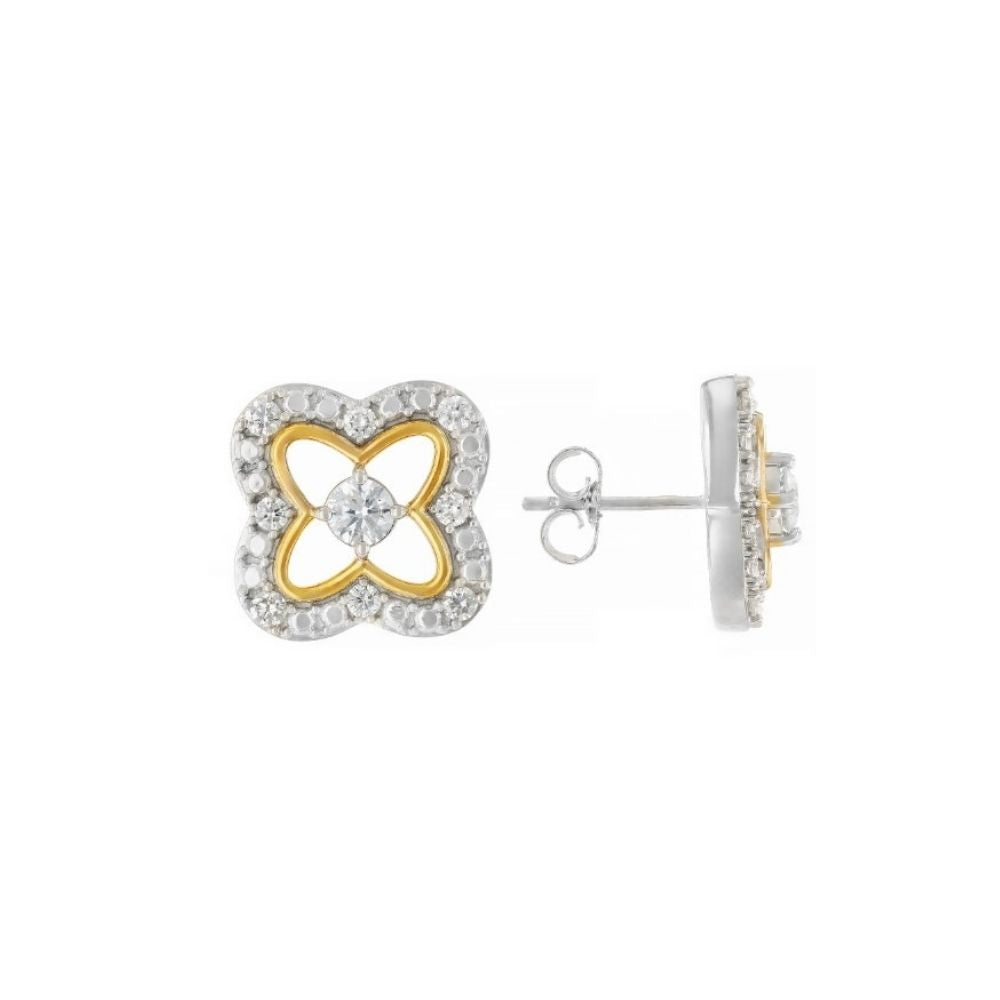 Peace Jewelers 14K Gold Accented 0.70ctw Lab-Grown Diamond Clover Stud Earrings