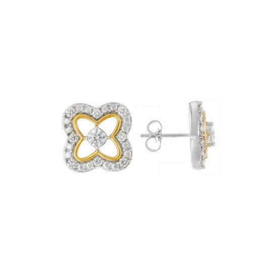 Peace Jewelers 14K Gold Accented 0.70ctw Lab-Grown Diamond Clover Stud Earrings