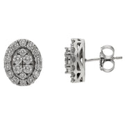 Peace Jewelers Sterling Silver 1.45ctw Lab-Grown Diamond Pave Halo Stud Earrings