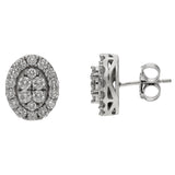 Peace Jewelers Sterling Silver 1.45ctw Lab-Grown Diamond Pave Halo Stud Earrings