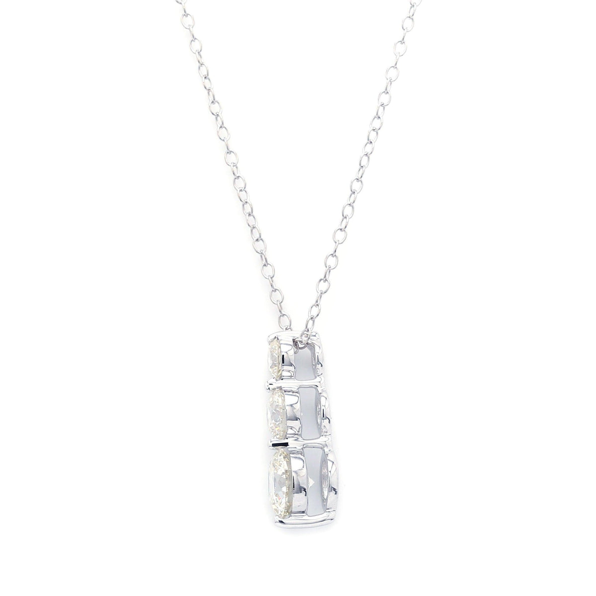 Peace Jewelers 14K Gold Choice of Carat Lab-Grown Diamond 3-Stone Drop Pendant with Chain