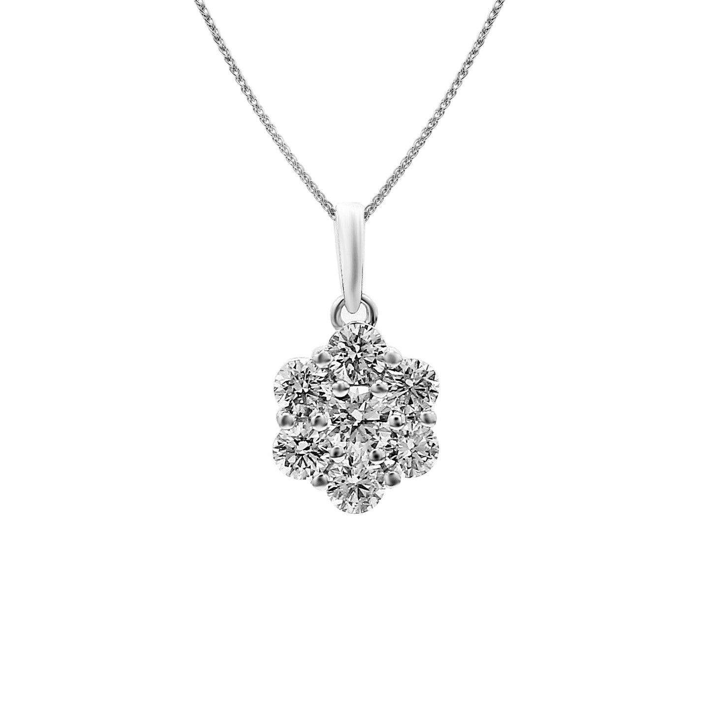 Peace Jewelers 14K Gold 1.00ctw Lab-Grown Diamond 7-Stone Cluster Pendant with Chain