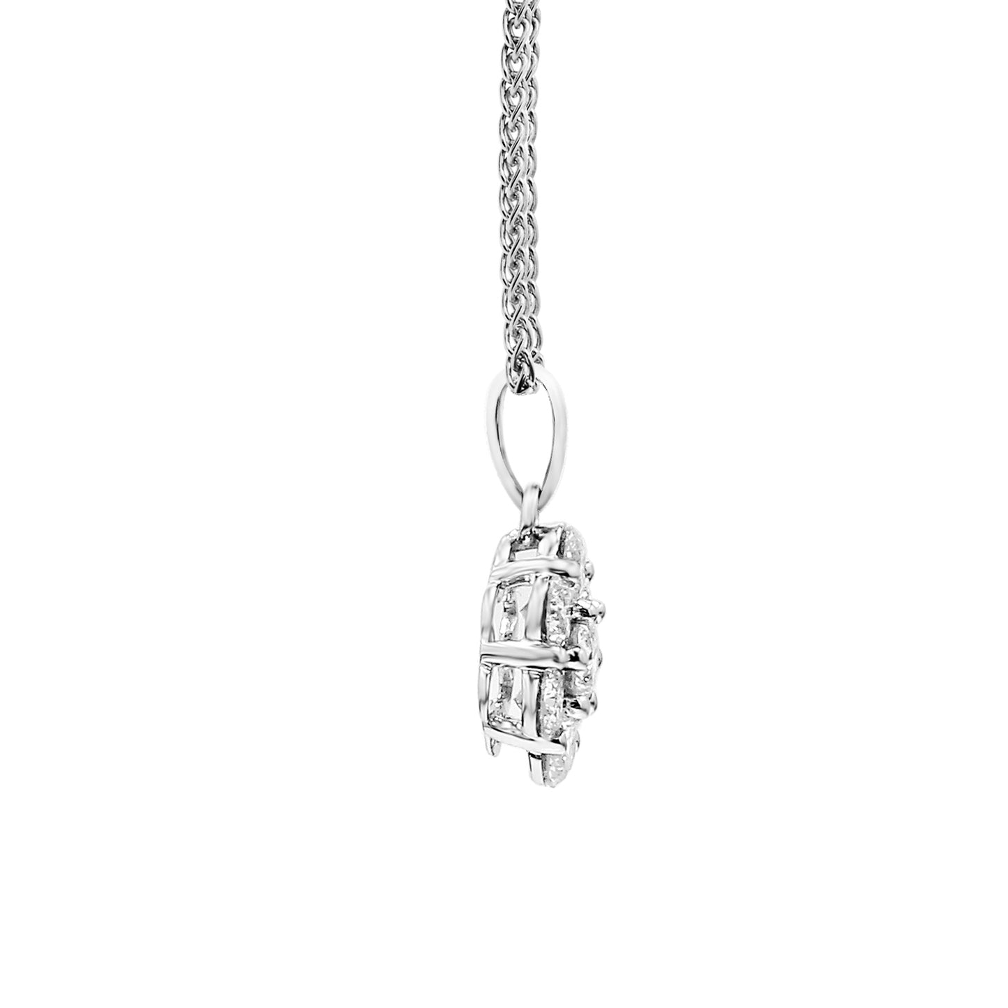 Peace Jewelers 14K Gold 1.00ctw Lab-Grown Diamond 7-Stone Cluster Pendant with Chain