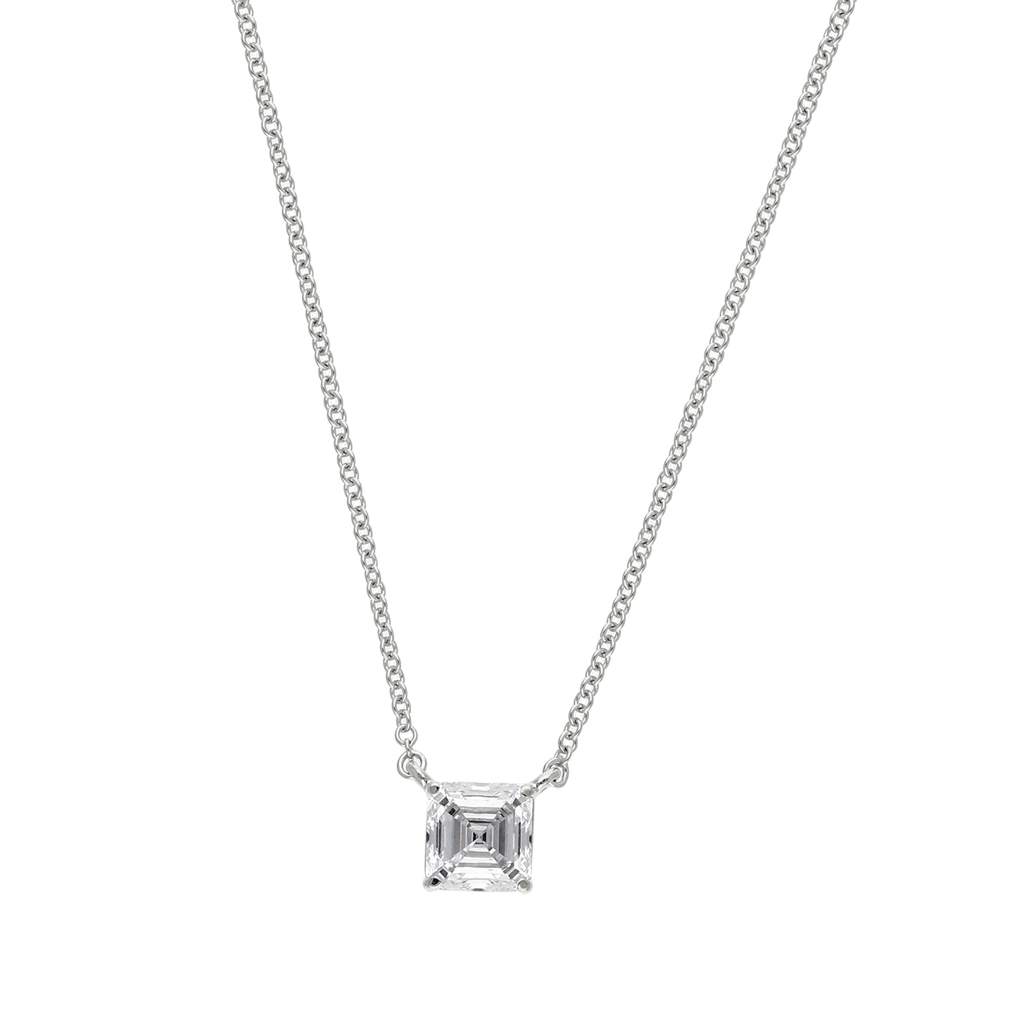 Peace Jewelers 14K Gold Asscher-Cut Lab-Grown Diamond Solitaire Necklace