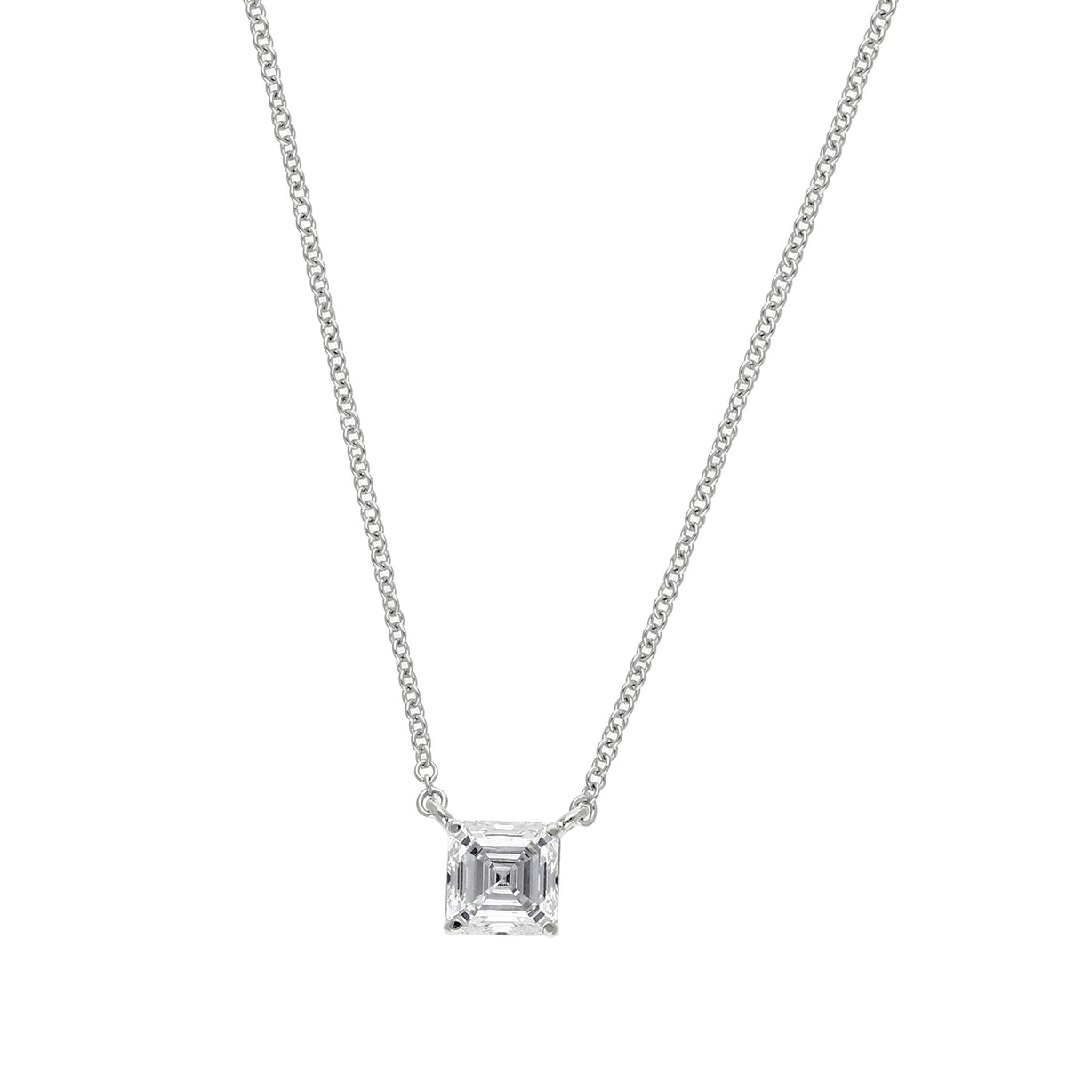 Peace Jewelers 14K Gold Asscher-Cut Lab-Grown Diamond Solitaire Necklace