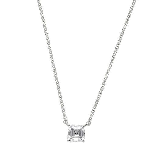 Peace Jewelers 14K Gold Asscher-Cut Lab-Grown Diamond Solitaire Necklace